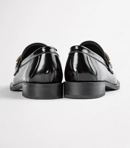 Tony Bianco Ruiz Black Hi Shine 2.5cm Loafers Sort | FDKUI88060