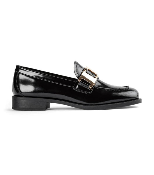 Tony Bianco Ruiz Black Hi Shine 2.5cm Loafers Sort | FDKUI88060