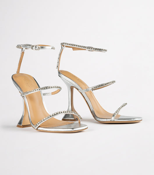 Tony Bianco Shy Silver Nappa Metallic 10.5cm Brudehæle Sølv Metal | SDKNY49492