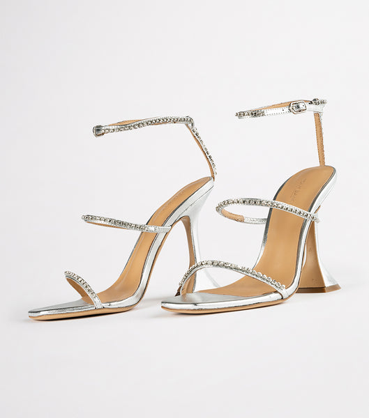 Tony Bianco Shy Silver Nappa Metallic 10.5cm Brudehæle Sølv Metal | SDKNY49492