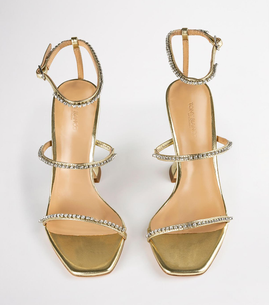 Tony Bianco Skye Gold Nappa Metallic 10.5cm Bling hæle Guld Metal | DKJKU89987