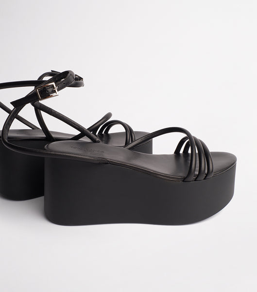 Tony Bianco Tory Black Sheep Nappa 9.5cm Strappy hæle Sort | DKJVR35928