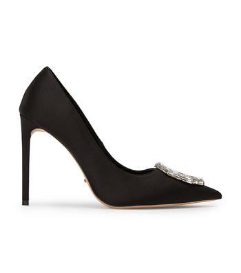 Tony Bianco Alison Black Satin 10.5cm Bling hæle Sort | LDKSX57744