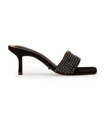 Tony Bianco Amos Black Crystal/Black Ruskind 6.5cm Bling hæle Sort | YDKVQ47488