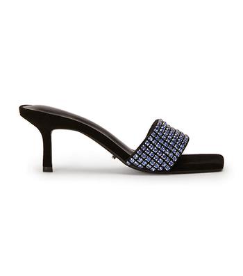 Tony Bianco Amos Blue Crystal/Black Ruskind 6.5cm Bling hæle Blå Sort | DKXBR83372