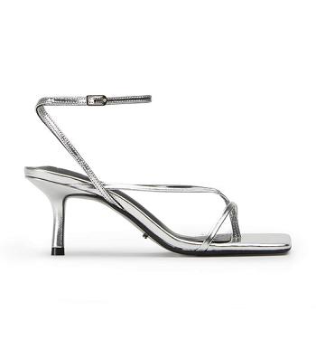 Tony Bianco Avi Silver Foil 6.5cm Strappy hæle Sølv | DKJBT24040