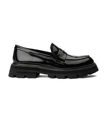 Tony Bianco Axell Black Hi Shine 4.5cm Loafers Sort | PDKQX34261