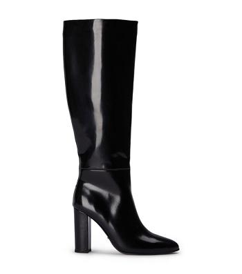 Tony Bianco Boss Black Hi Shine 9.5cm Mid Calf Støvler Sort | QDKWA81942