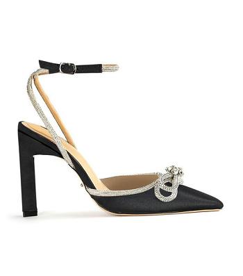 Tony Bianco Elsie Black Satin 10.5cm Brudehæle Sort | DKJBT49184