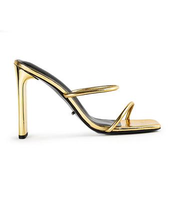 Tony Bianco Florence Gold Foil 11cm Blokhæl Guld | DKDFL22324