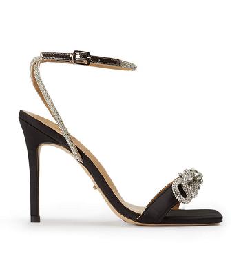 Tony Bianco Franz Black Satin 10.5cm Strappy hæle Sort | DKXMI29295