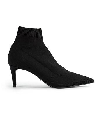 Tony Bianco Gwen Black Sock Knit 6.5cm Stiletstøvler Sort | DKZDE68211