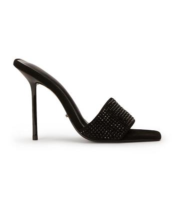 Tony Bianco Naomi Black Crystal/Black Ruskind 10.5cm Bling hæle Sort | LDKTR68692