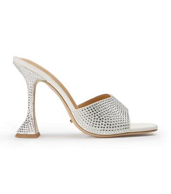 Tony Bianco Serri Ivory Satin 10.5cm Brudehæle Hvide | YDKGT38434